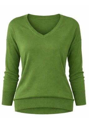 Green V-Neck Lightweight Sweater | Spring Layering Staple | Soft Minimal
